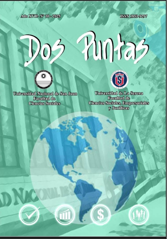 Desde la revista Dos Puntas necesitamos que en la pagina web https://ojs.unsj.edu.ar/ se actualice la informacion de la revista con la siguiente iRevista Dos Puntas es una publicación conjunta entre la Facultad de Ciencias Sociales de la Universidad Nacional de San Juan, Argentina, y la Universidad de La Serena, Chile. Se configura como un espacio académico orientado a la difusión de investigaciones vinculadas con problemáticas regionales, desde una perspectiva interdisciplinaria y con vocación de integración latinoamericana. 